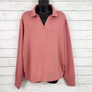 SOFTIES Cozy Knit Polo Long Sleeve Top